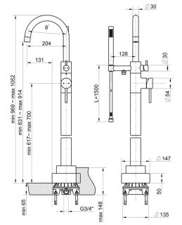 Напольный смеситель для ванны Paini Cox 78PZ136LM чёрный матовый